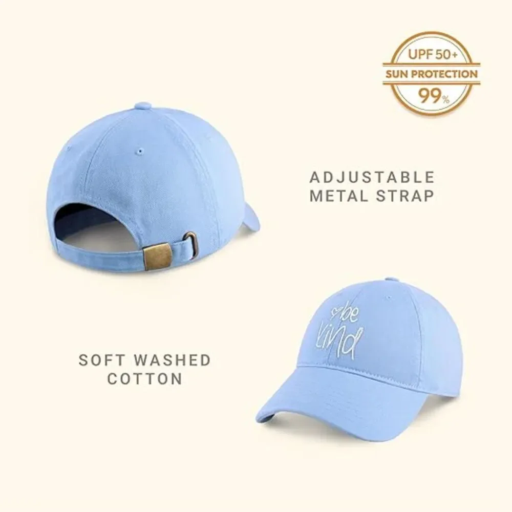 Unisex Stale Blue 100% Cotton Be Kind Embroidered Adjustable Size Baseball Cap